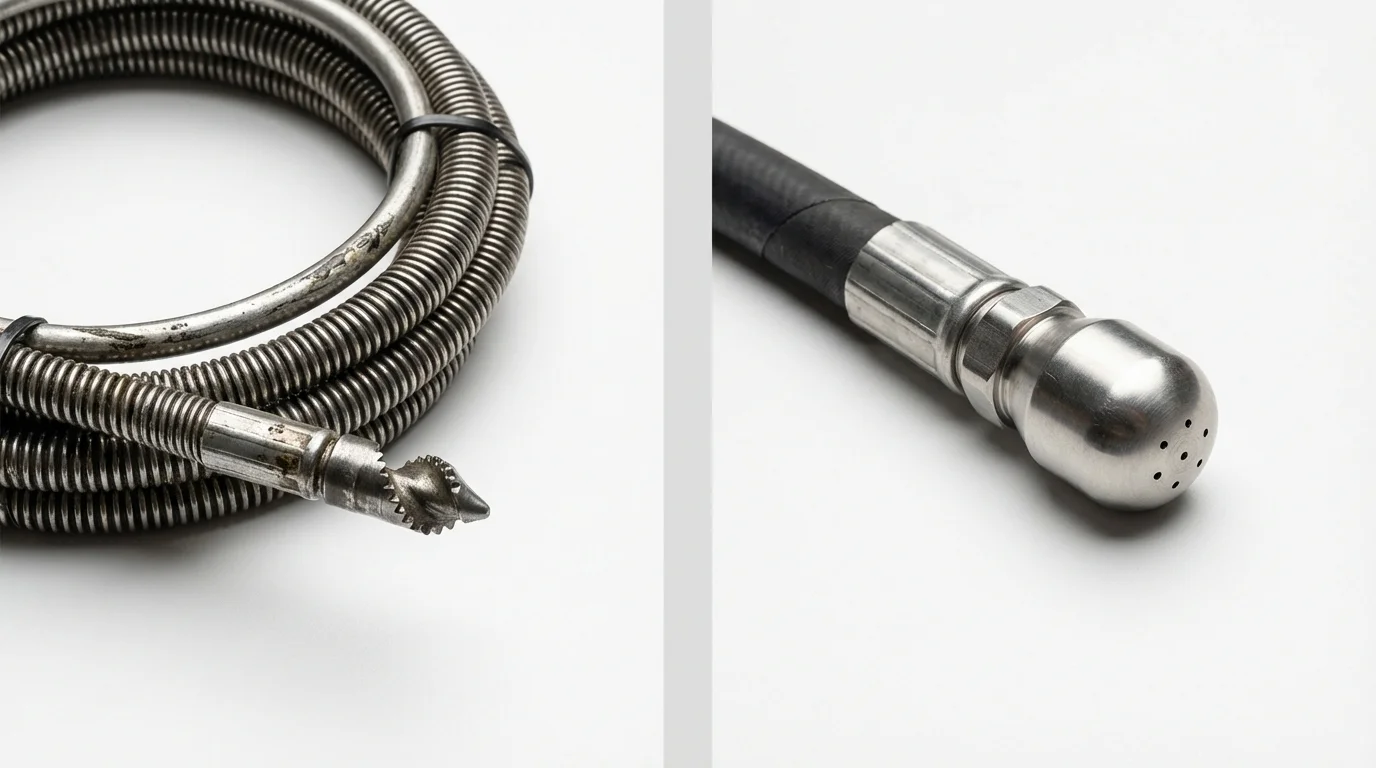 Drain snake cable and hydro jetting nozzle used for drain cleaning in Havre de Grace, MD