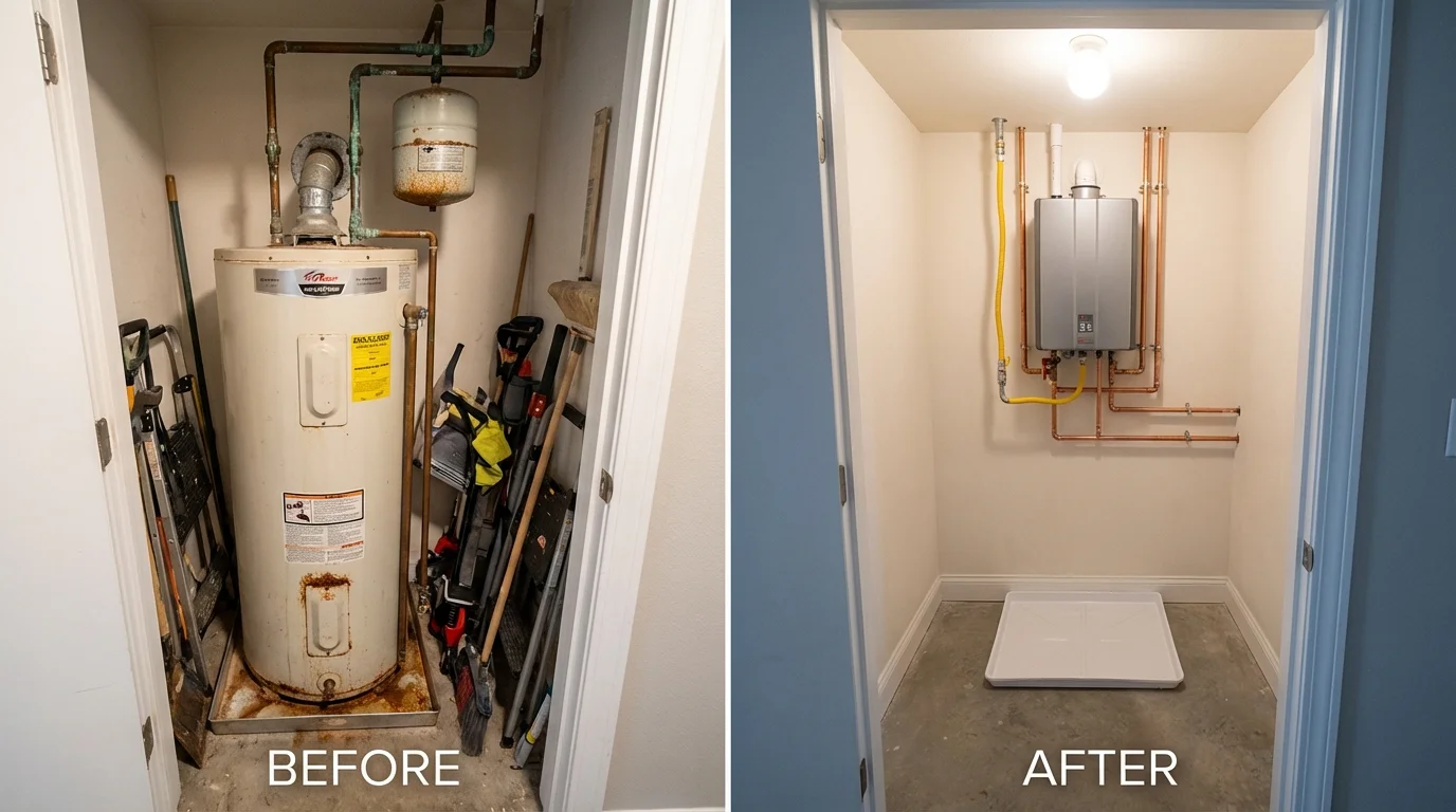 Tank water heater versus wall-mounted tankless unit comparison for Havre de Grace, MD homeowners